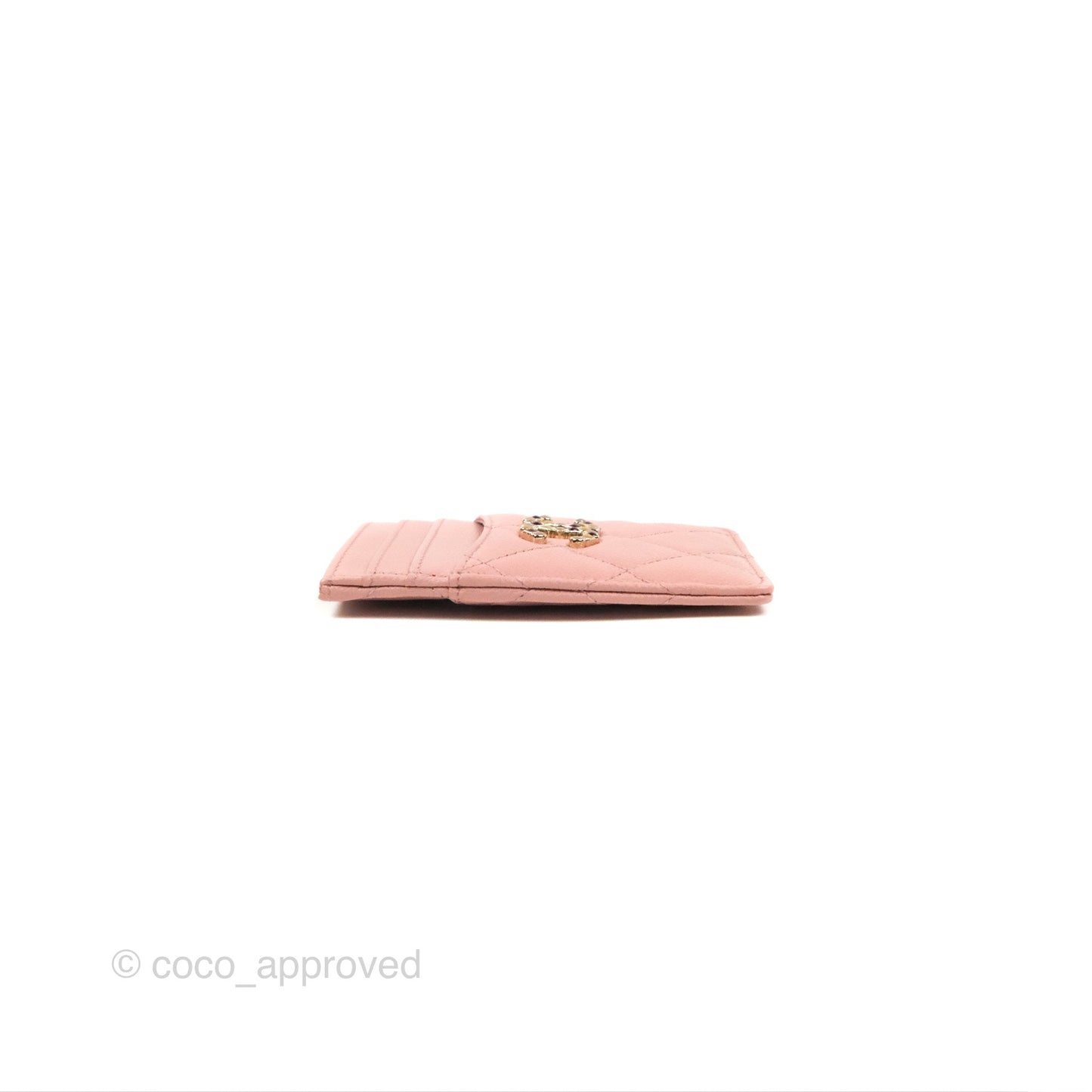 Chanel CC Resin Stone Card Holder Pink Caviar 23K