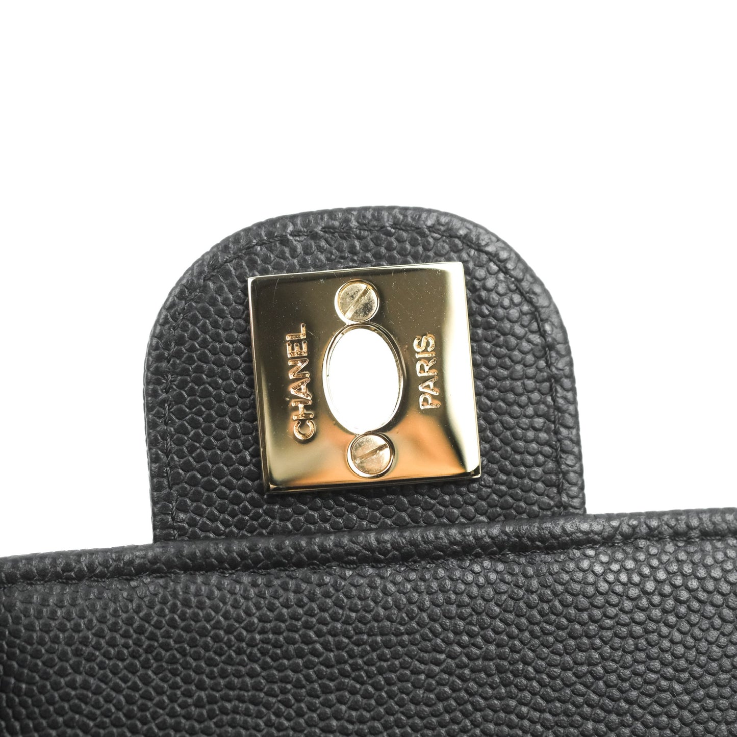 Chanel Classic Quilted Phone Holder Black Caviar Gold Hardware