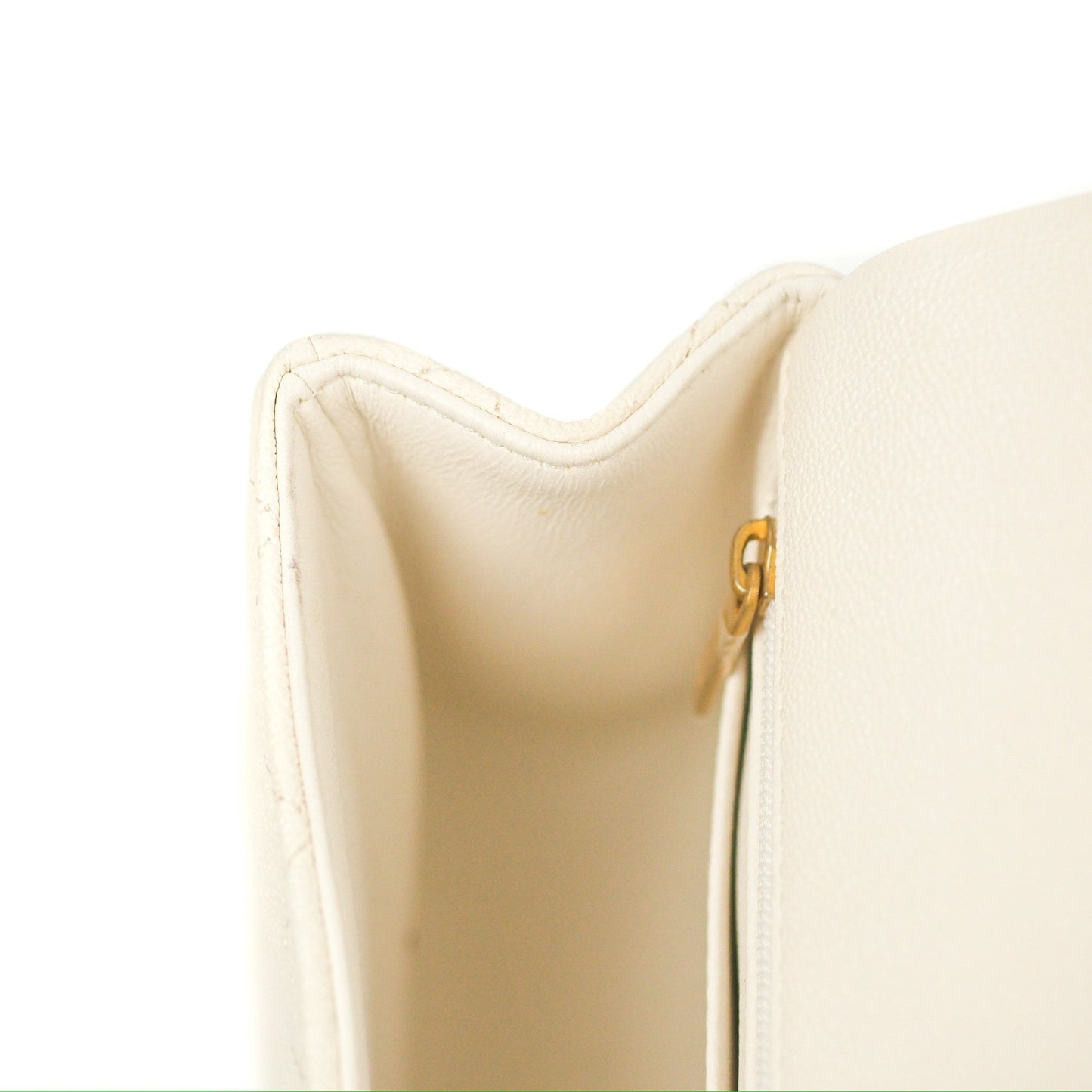 Chanel Top Handle Mini Rectangular Flap Bag White Caviar Gold Hardware