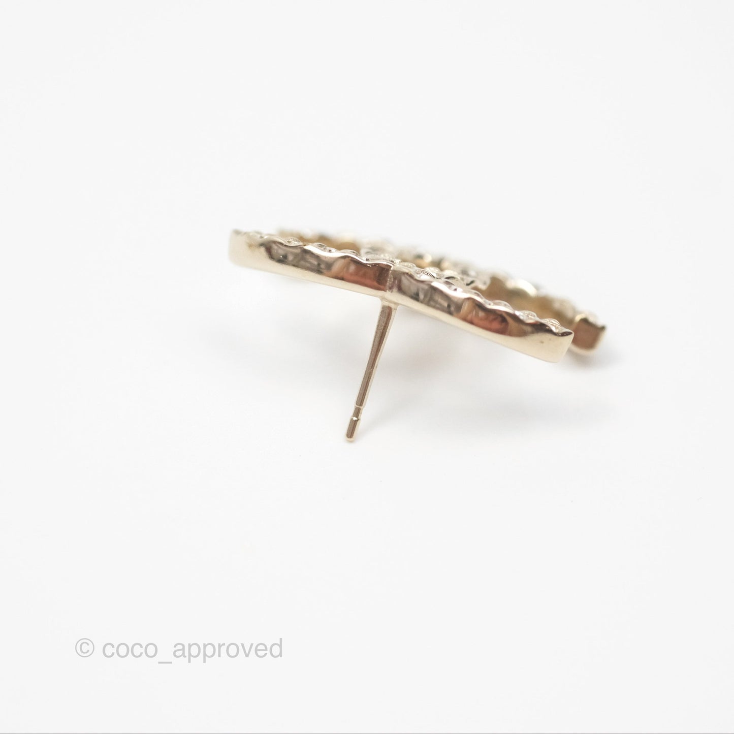 Chanel Crystal CC Earrings Gold Tone 20A