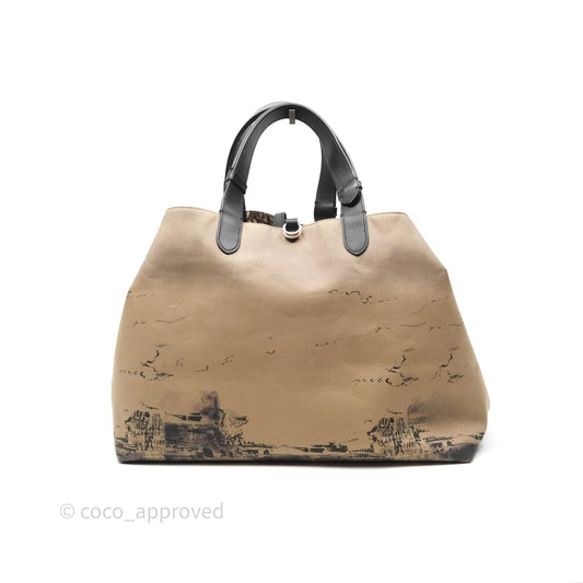 Christian Dior Large Toujours Bag Beige And Black Water-Repellent Fabric With Paris Print