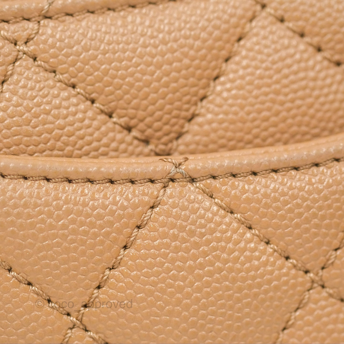 Chanel Mini Coco Handle Quilted Beige Caviar Gold Hardware