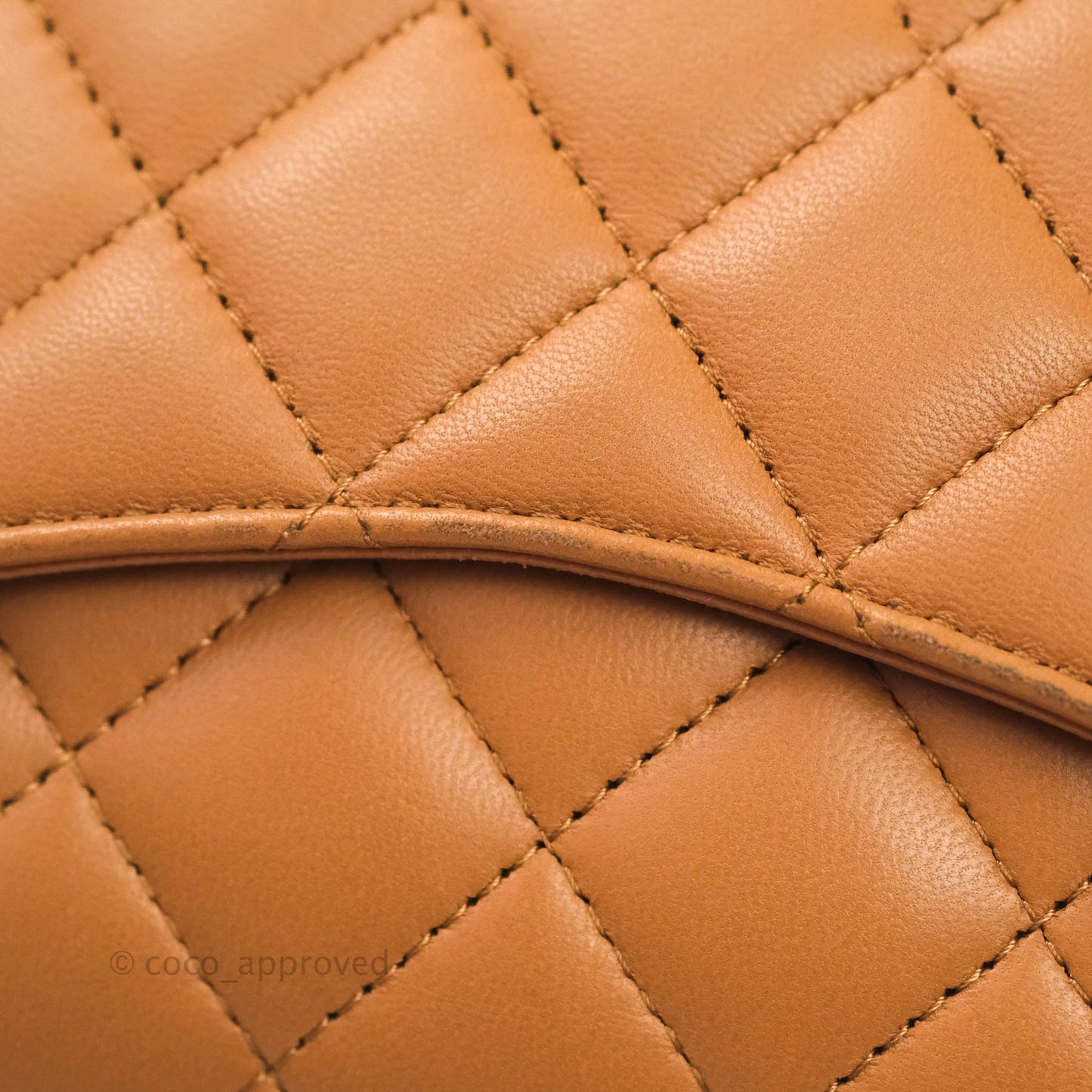 Chanel Classic Quilted Mini Square Caramel Dark Beige Lambskin Gold Hardware