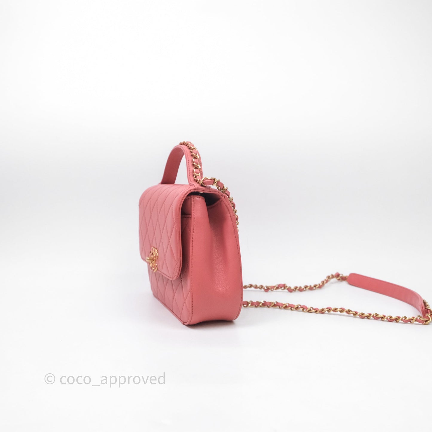 Chanel Quilted Chain Infinity Handle Bag Pink Lambskin Aged Gold Hardware