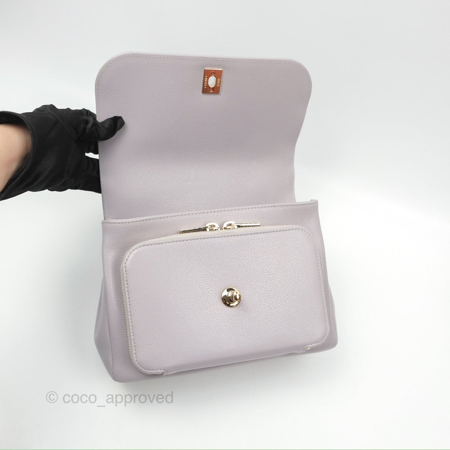 Chanel Quilted Medium Business Affinity Flap Grey Caviar Light Gold Hardware
