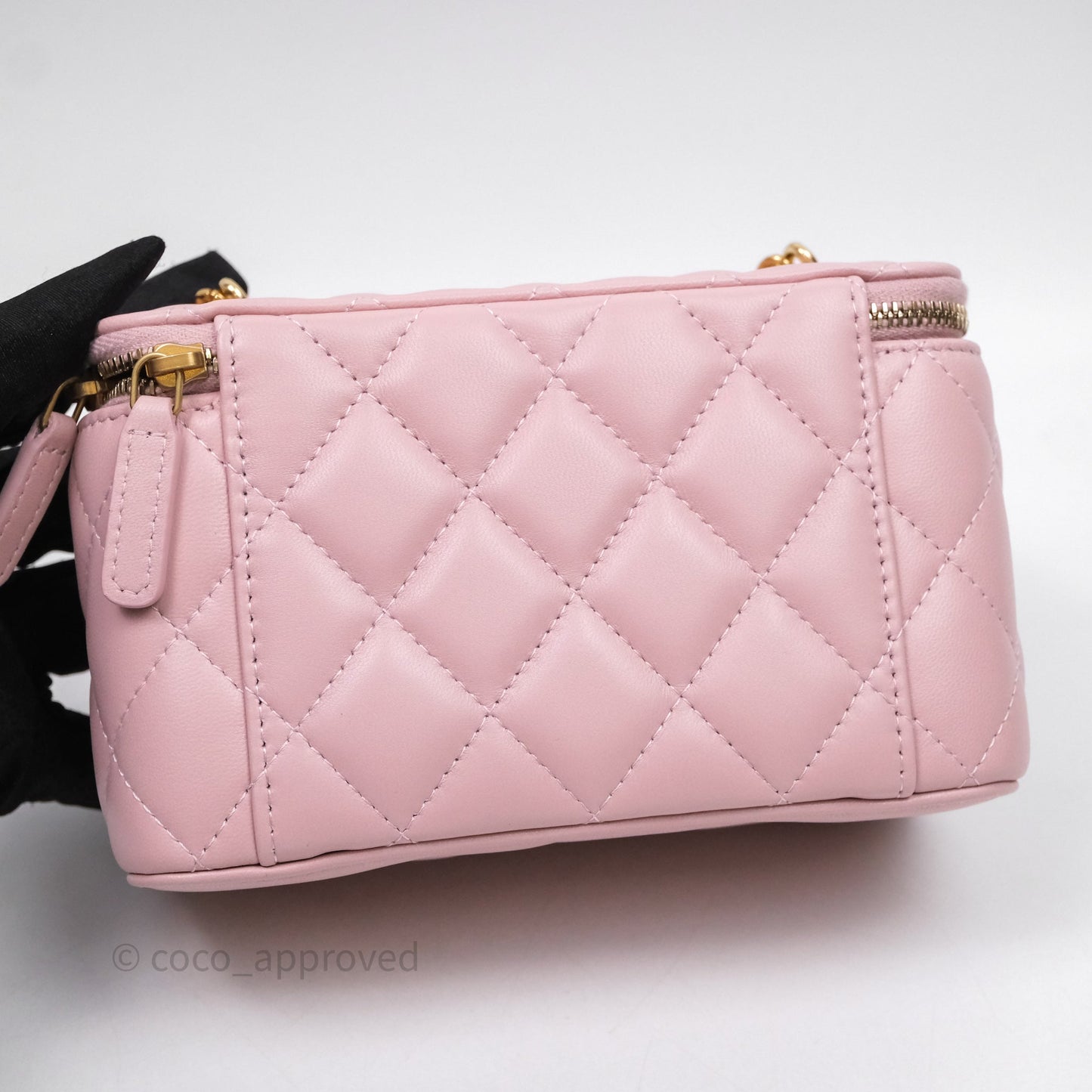 Chanel Vanity with Multicolor Resin Chain Pink Lambskin Aged Gold Hardware