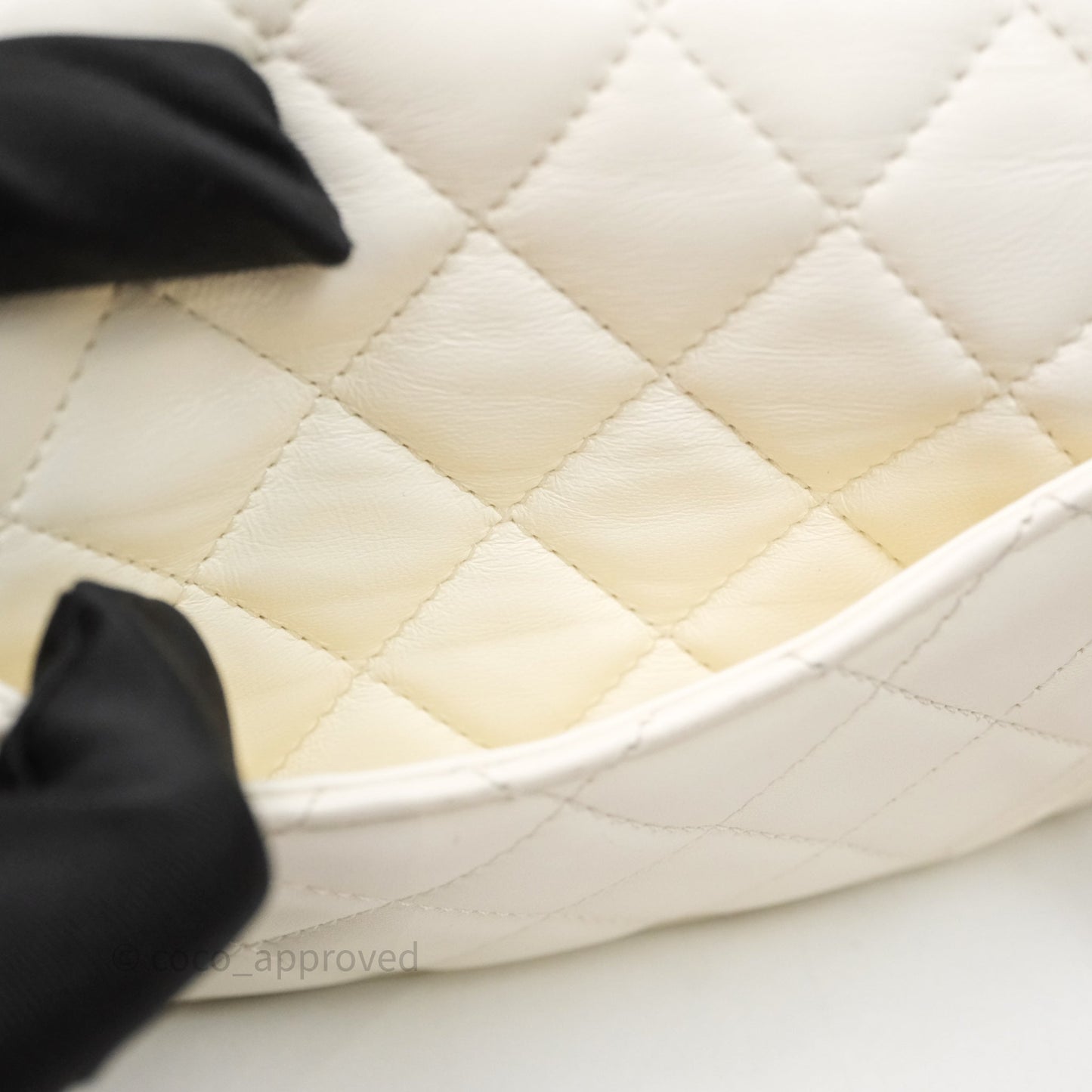 Chanel Mini Rectangular Pearl Crush White Lambskin Aged Gold Hardware
