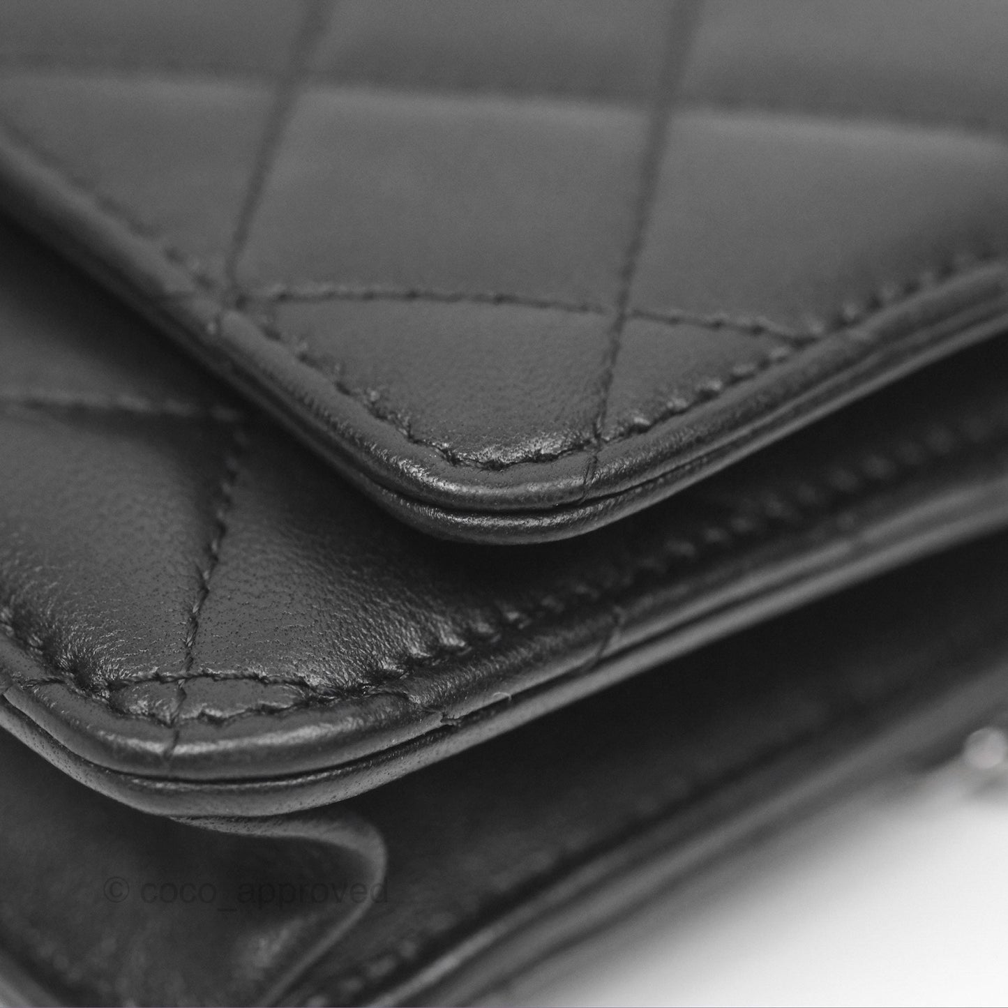 Chanel Quilted Classic Wallet on Chain WOC Black Lambskin Silver Hardware