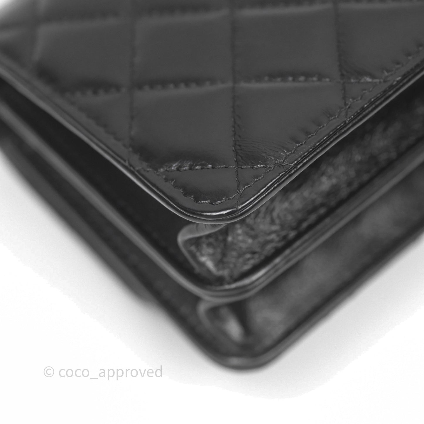 Chanel Mini Crystal Top Handle Wallet On Chain WOC Black Calfskin Gun Metal Hardware 23K