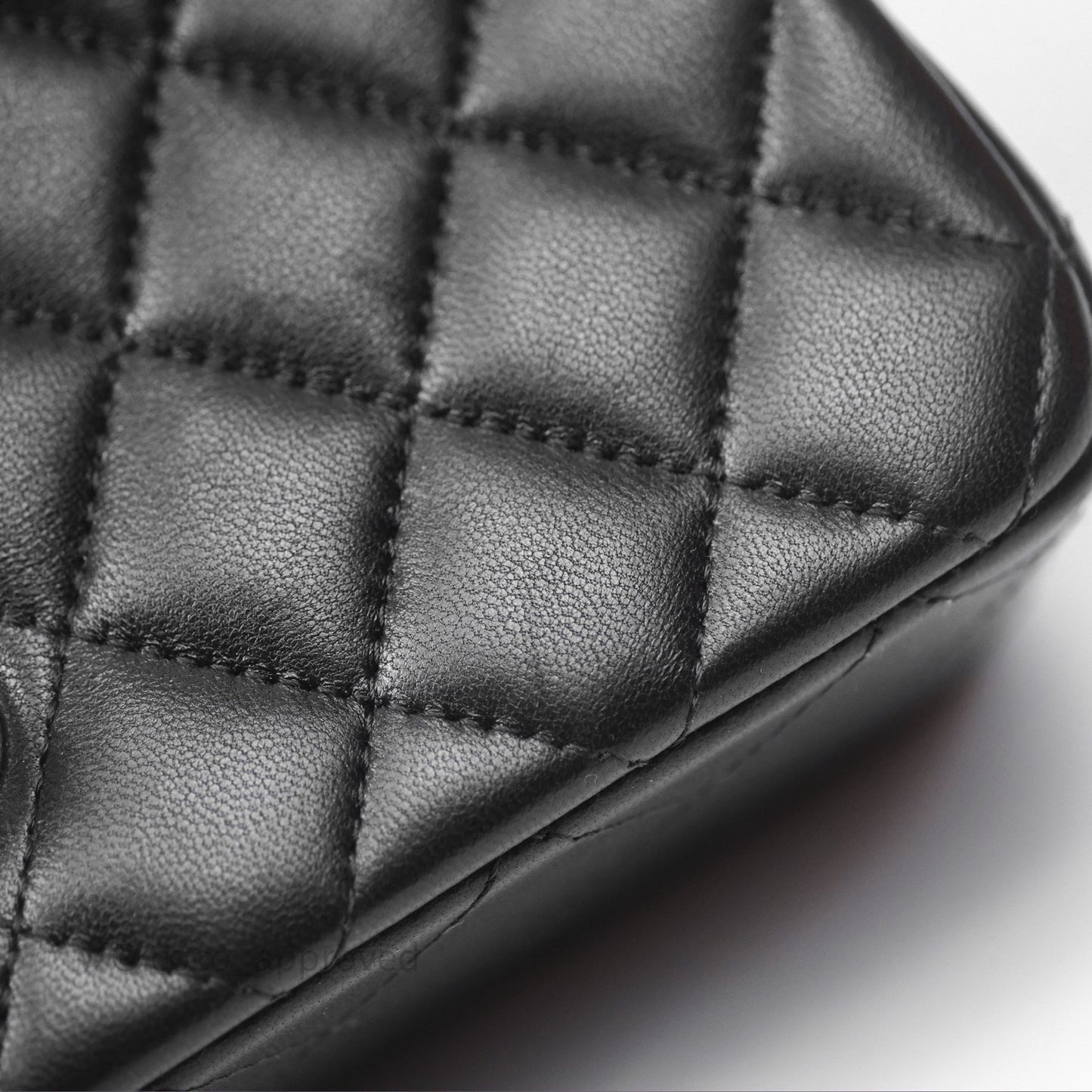 Chanel Quilted Mini Rectangular Flap Black Lambskin Silver Hardware