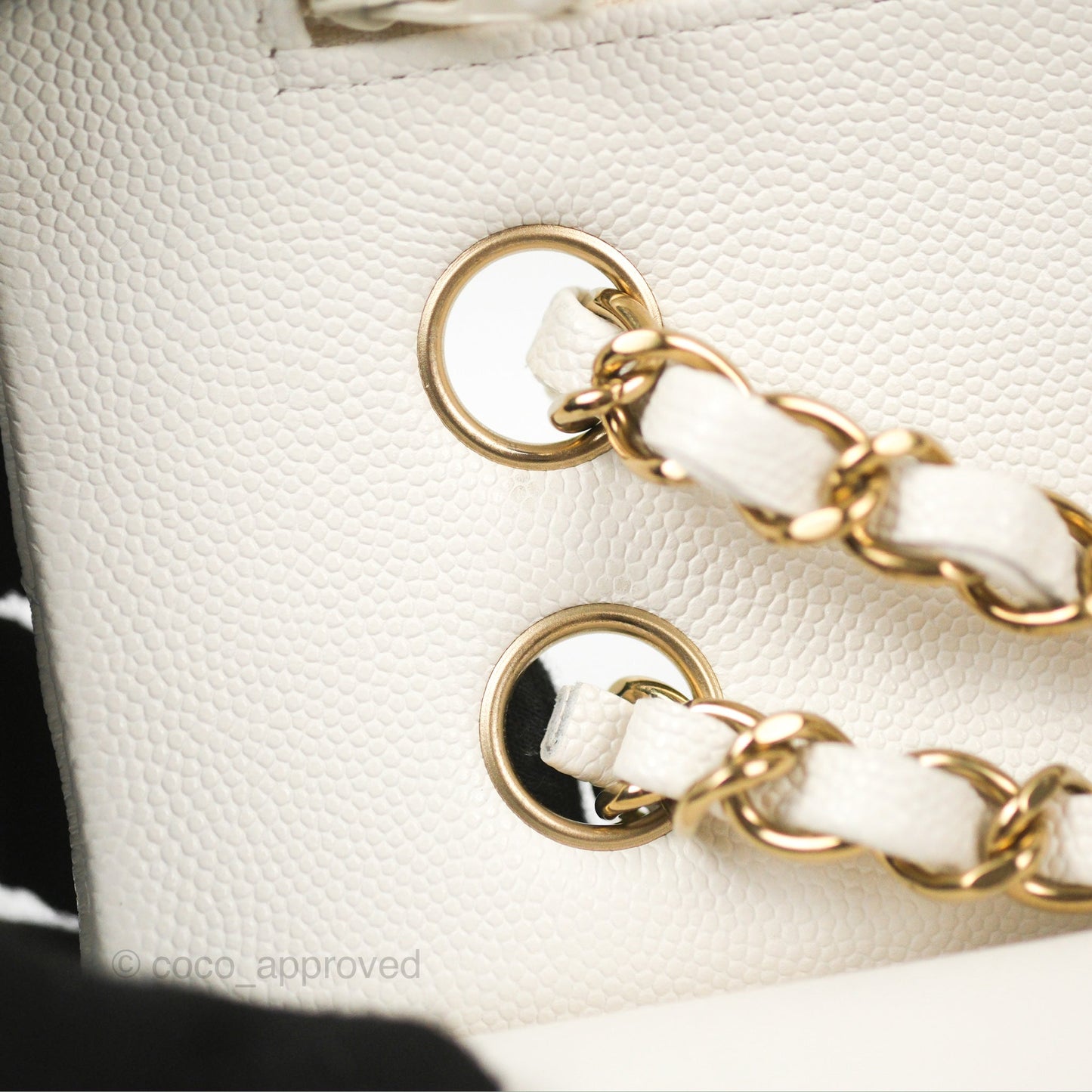 Chanel Classic M/L Medium Flap Quilted White Caviar Gold Hardware