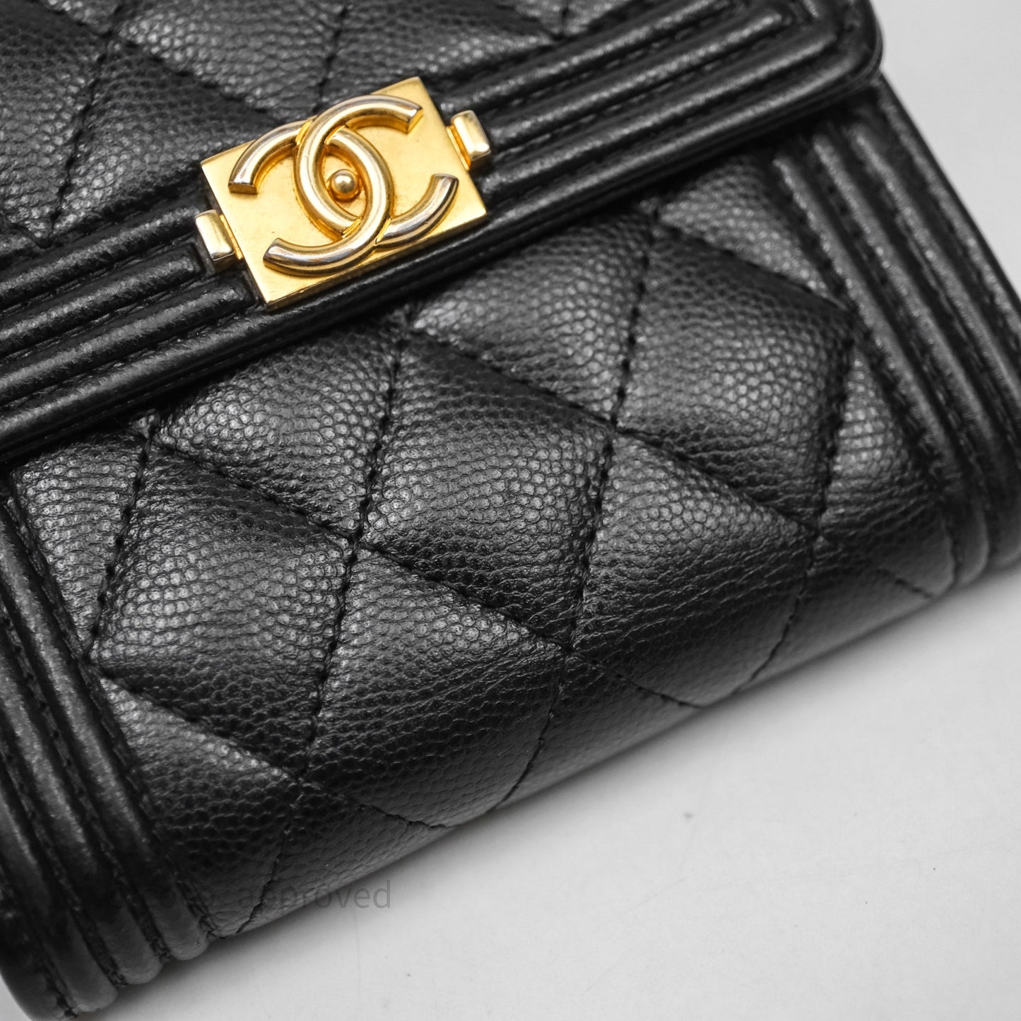 Chanel Small Boy Flap Wallet Black Caviar Gold Hardware
