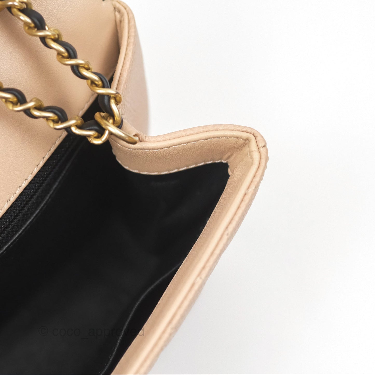 Chanel Quilted Small CC Filigree Flap Beige Black Caviar