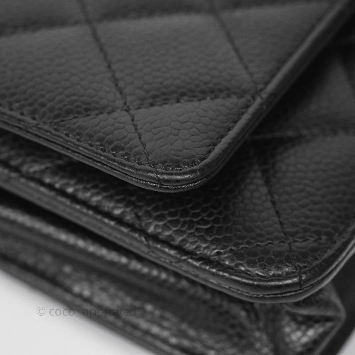 Chanel Classic Wallet On Chain WOC Quilted Black Caviar Gold Hardware