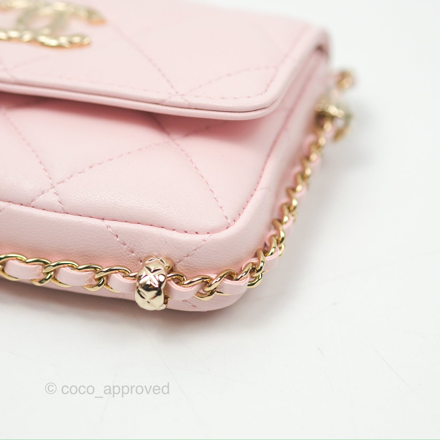 Chanel Mini Chain Around Clutch With Chain Pink Lambskin Gold Hardware 22S