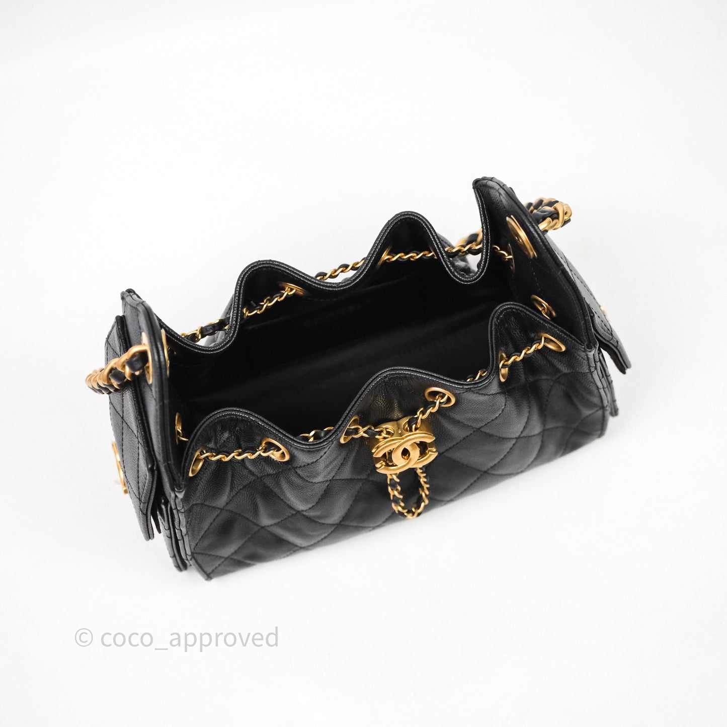 Chanel 25 Mini Black Caviar Aged Gold Hardware