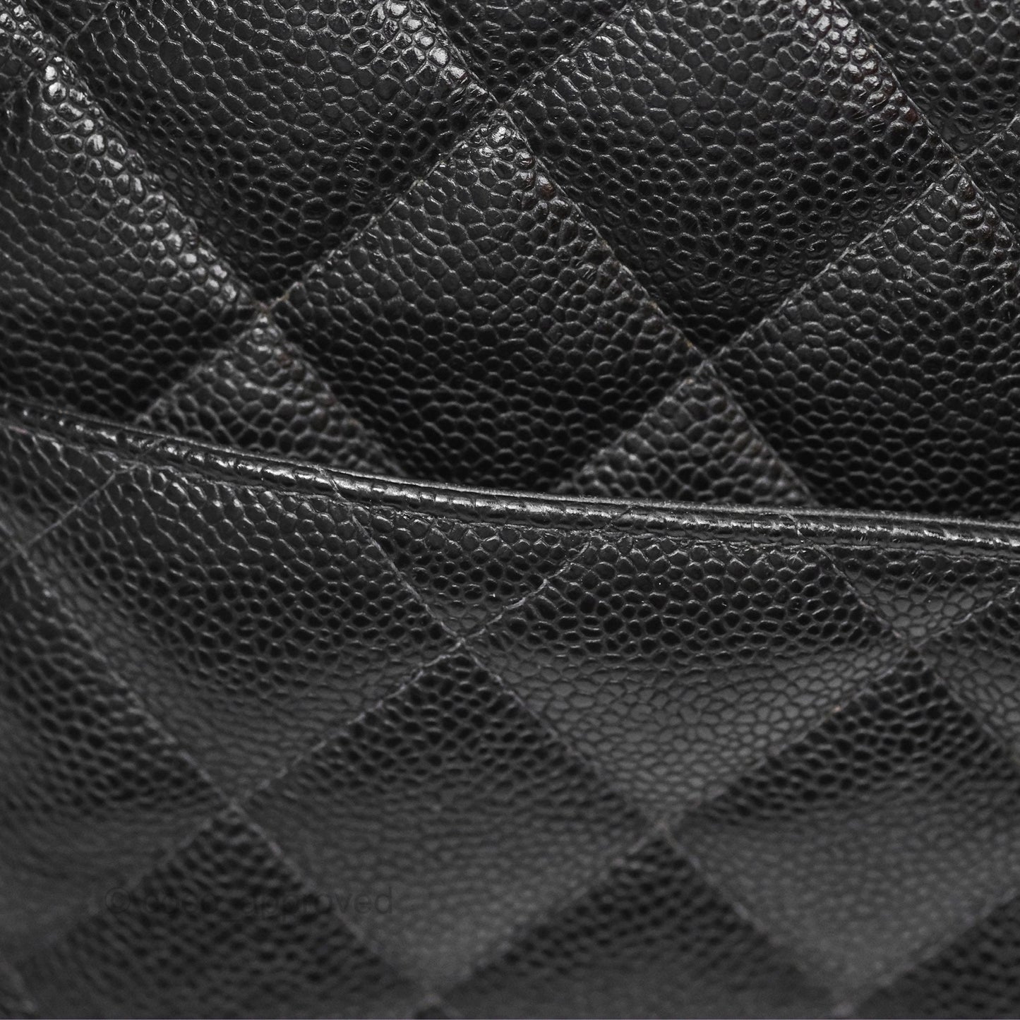 Chanel Vintage Medallion CC Black Caviar Tote Bag Gold Hardware