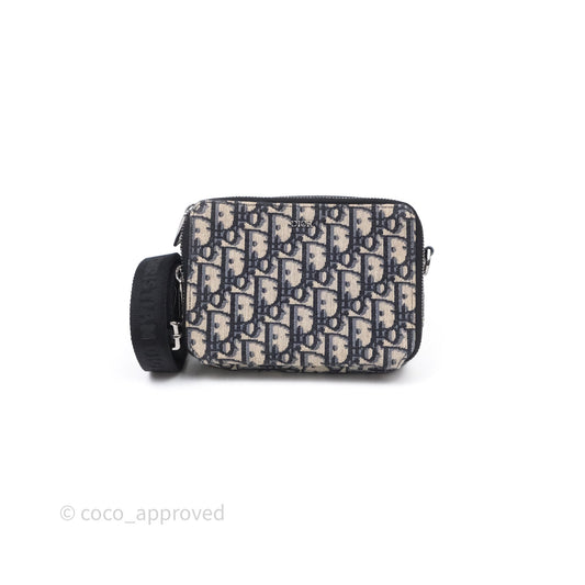 Dior Men's Crossbody Pouch Bag Blue Oblique Canvas