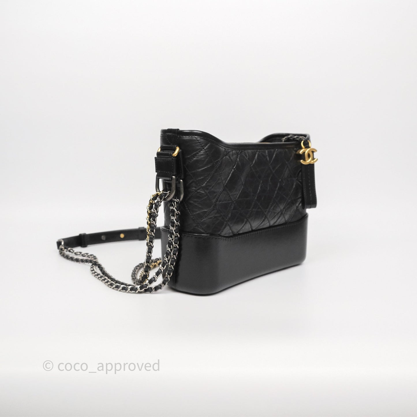 Chanel New Medium Gabrielle Hobo Quilted Black Aged Calfskin