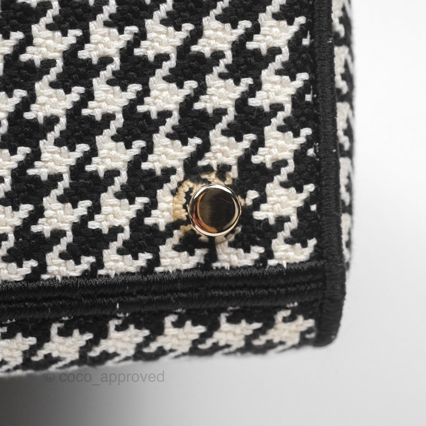 Christian Dior Medium Lady D-Lite Bag Black White Houndstooth