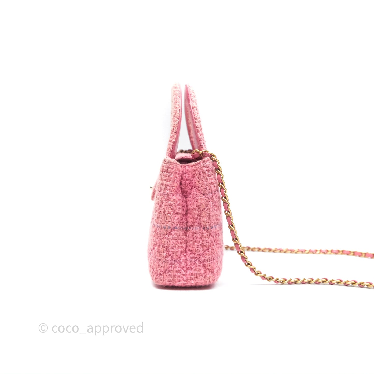 Chanel Kelly Bag Pink Tweed Aged Gold Hardware