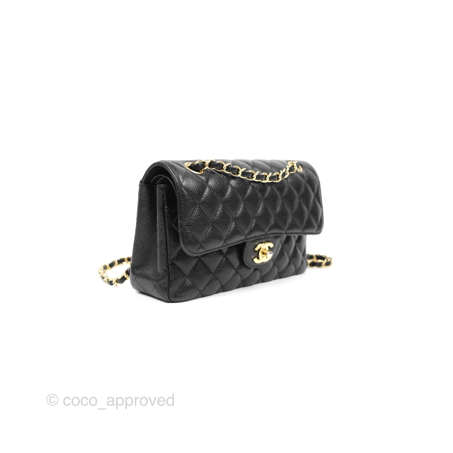 Chanel Small Classic Flap Quilted Black Caviar Gold Hardware