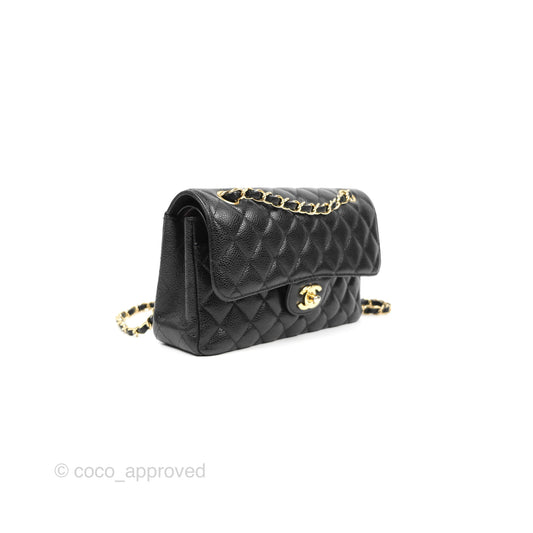 Chanel Small Classic Flap Quilted Black Caviar Gold Hardware