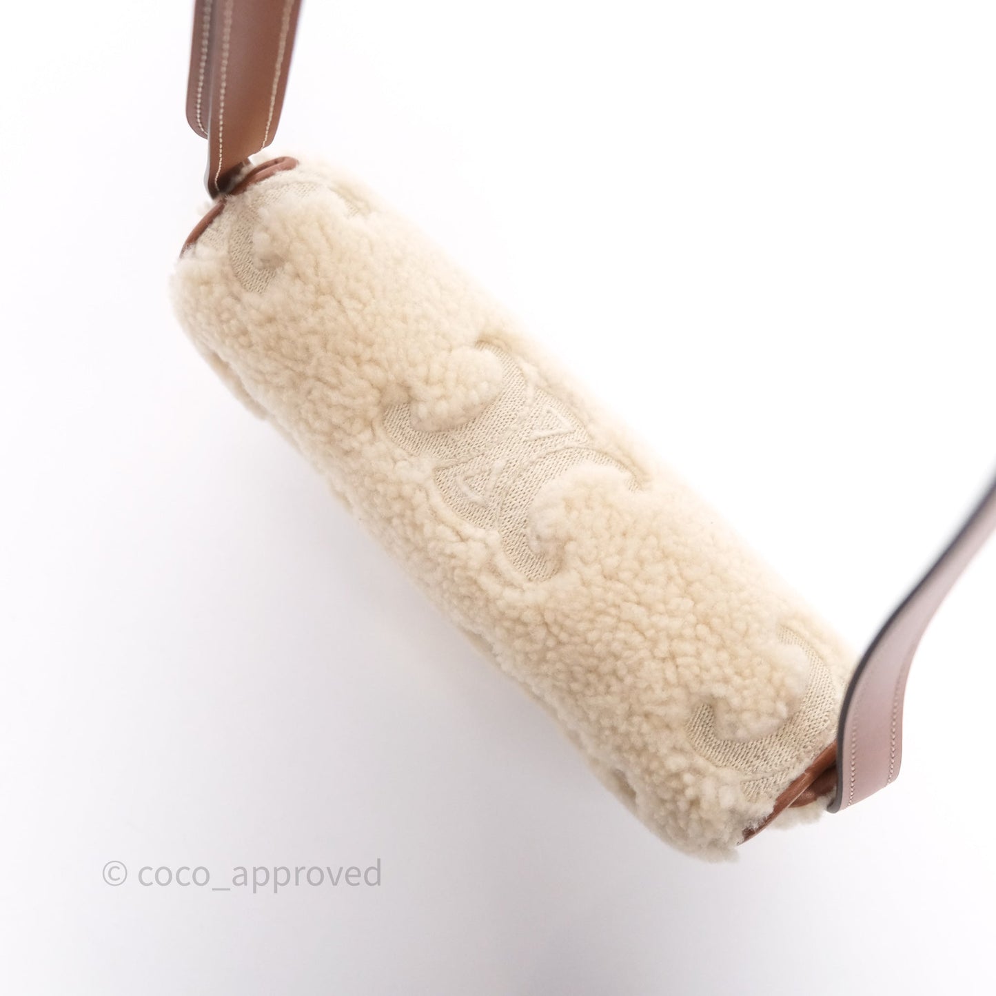 Celine Triomphe Shoulder Bag Beige Shearling