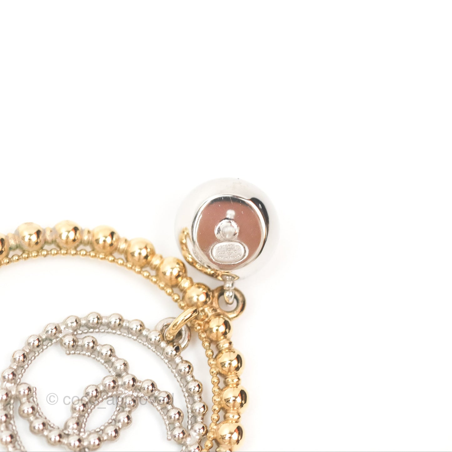 Chanel CC Hoop Drop Earrings Silver Gold Tone 22C