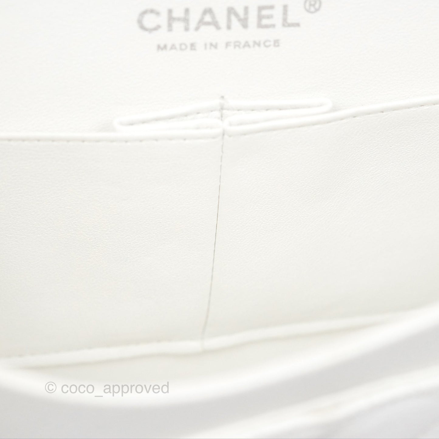 Chanel Classic M/L Medium Flap Quilted White Caviar Silver Hardware