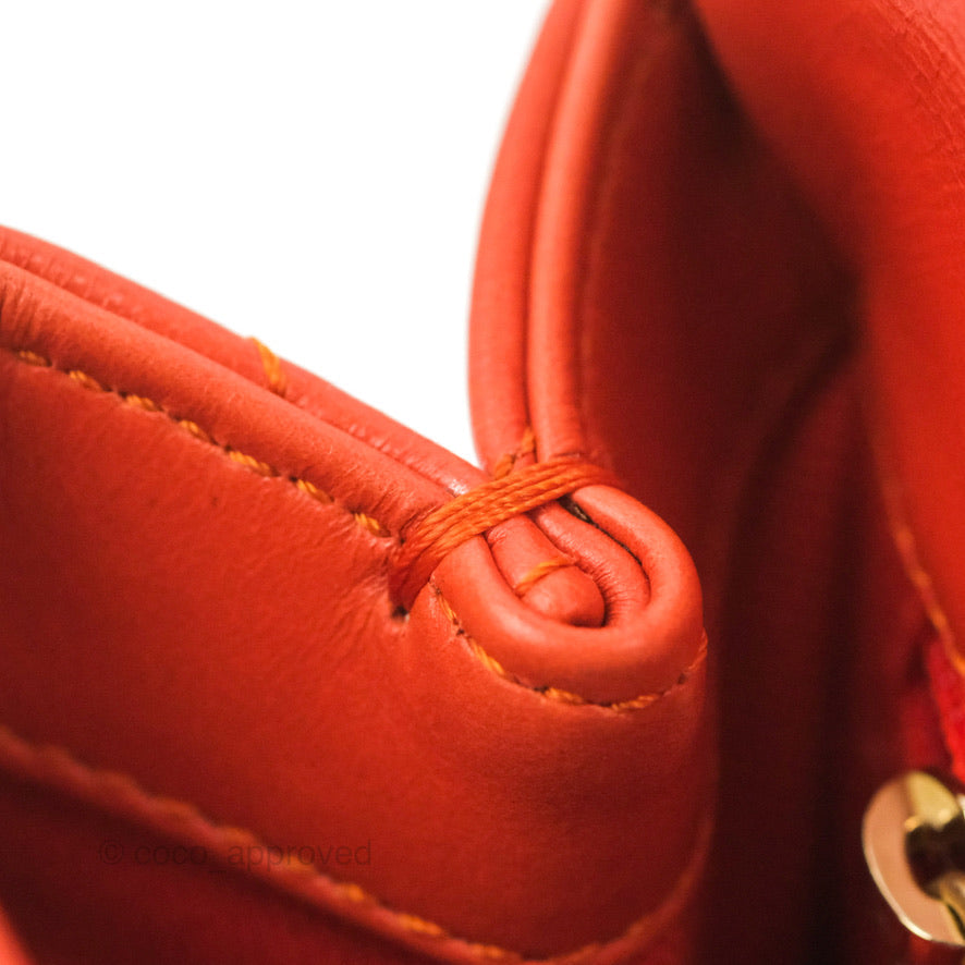 Chanel Chevron Small Coco Handle Dark Orange Shiny Aged Calfskin Aged Gold Hardware
