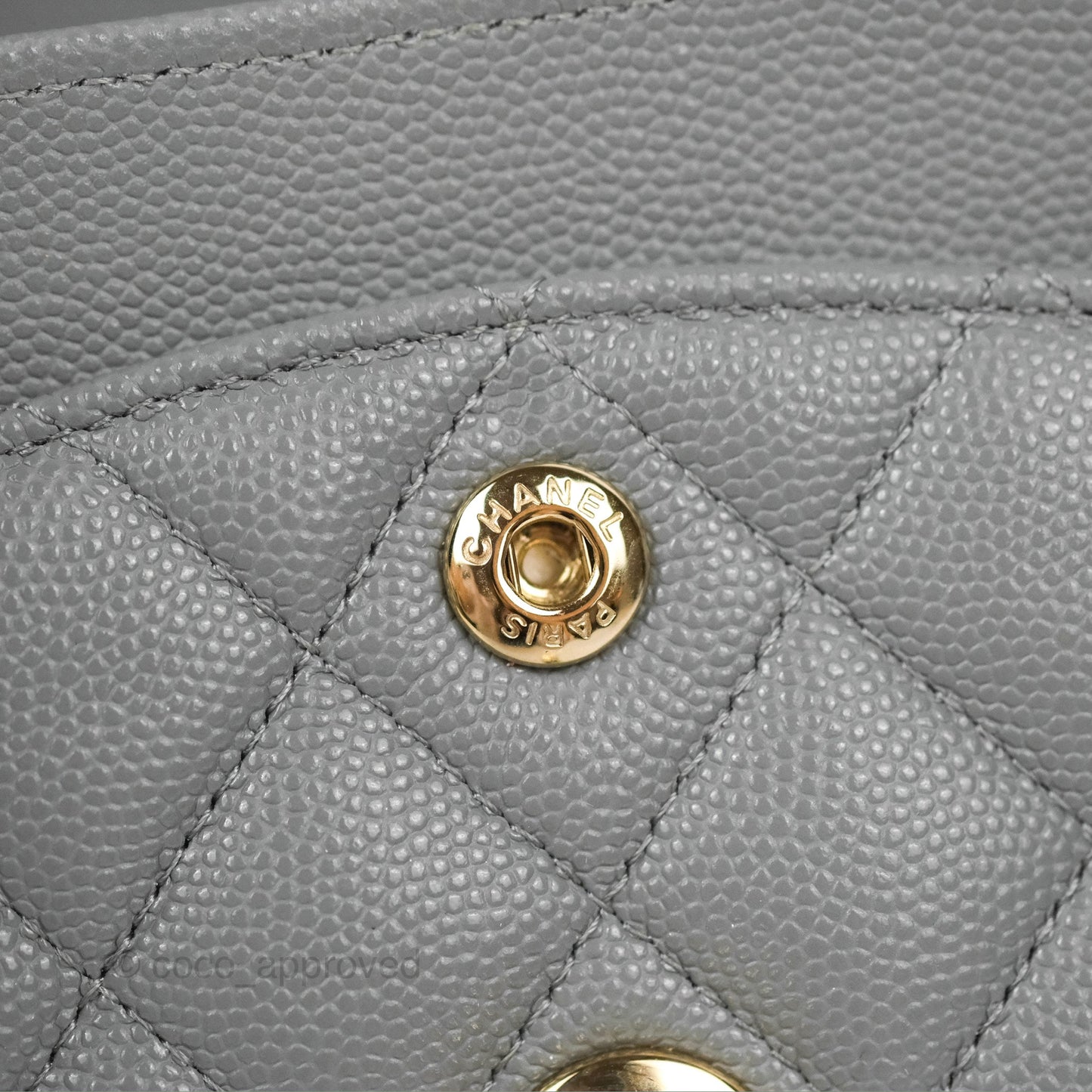 Chanel Small Classic Quilted Flap Grey Caviar Gold Hardware 20C