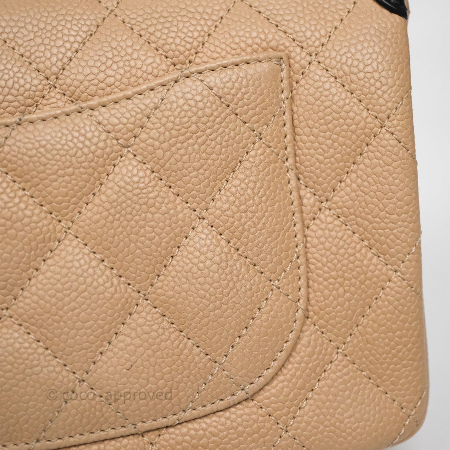 Chanel Small CC Filigree Flap Quilted Beige Black Caviar