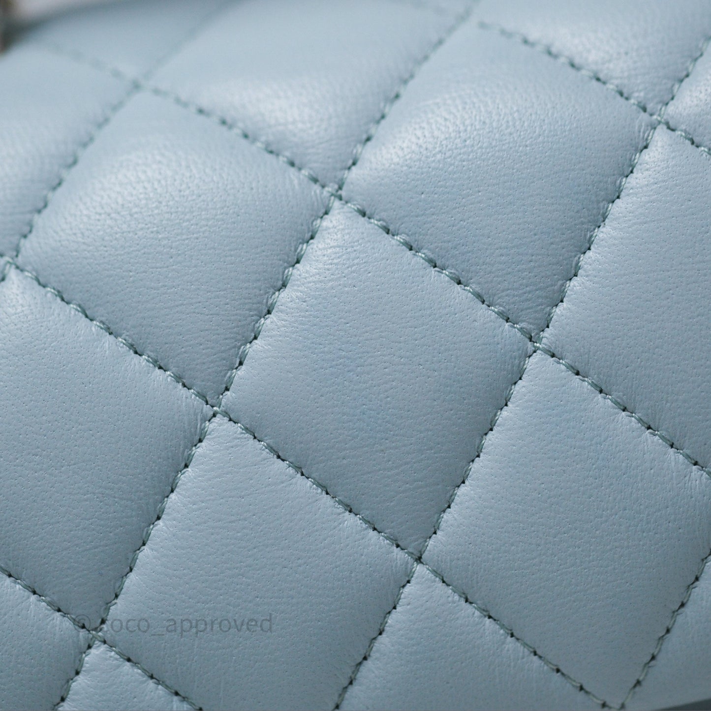 Chanel Top Handle Mini Rectangular Flap Light Blue Lambskin Gold Hardware