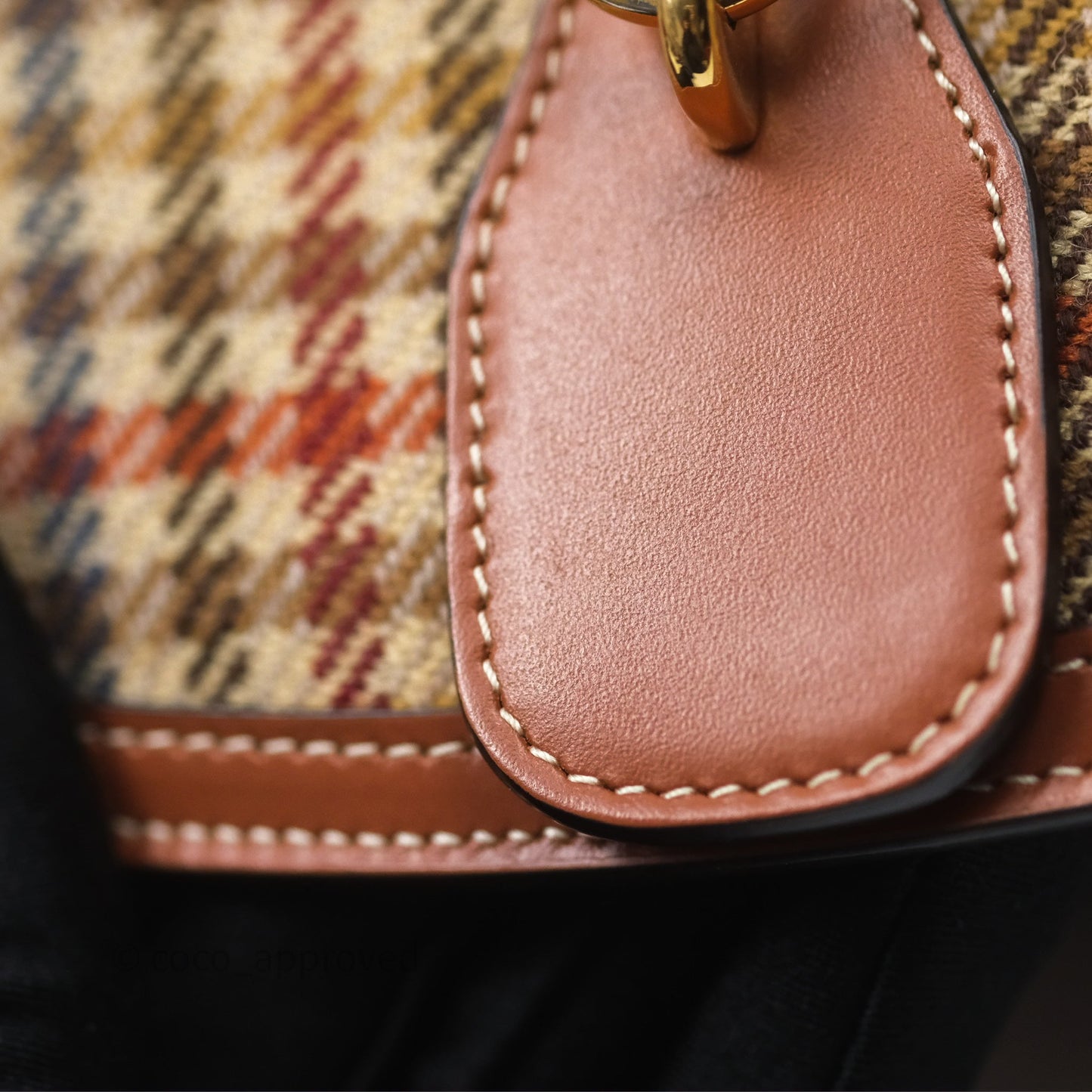 Celine Clutch on Strap in Tartan Textile and Natural Calfskin