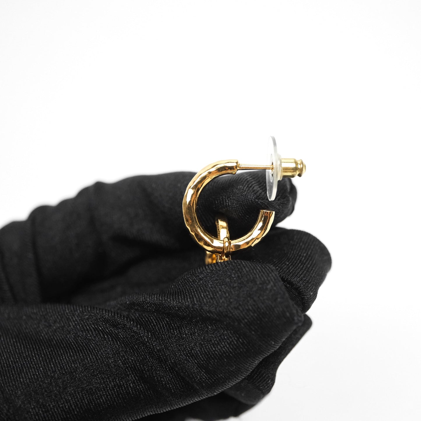 Chanel Lion CC Hoop Earrings Gold Tone 22A