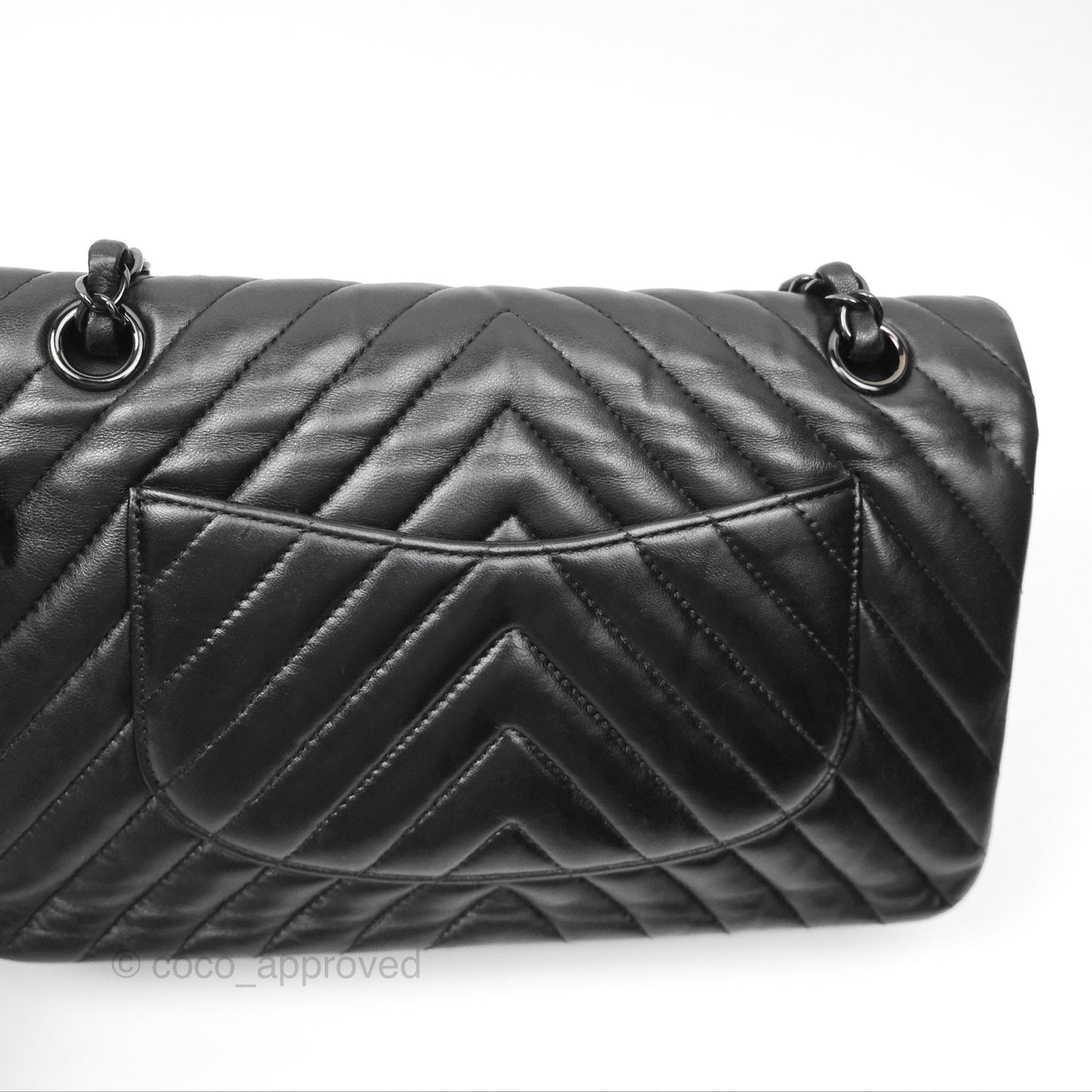 Chanel Classic M/L Medium Flap Chevron So Black Calfskin
