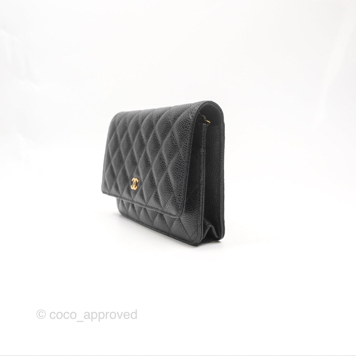 Chanel Classic Wallet On Chain WOC Quilted Black Caviar Gold Hardware