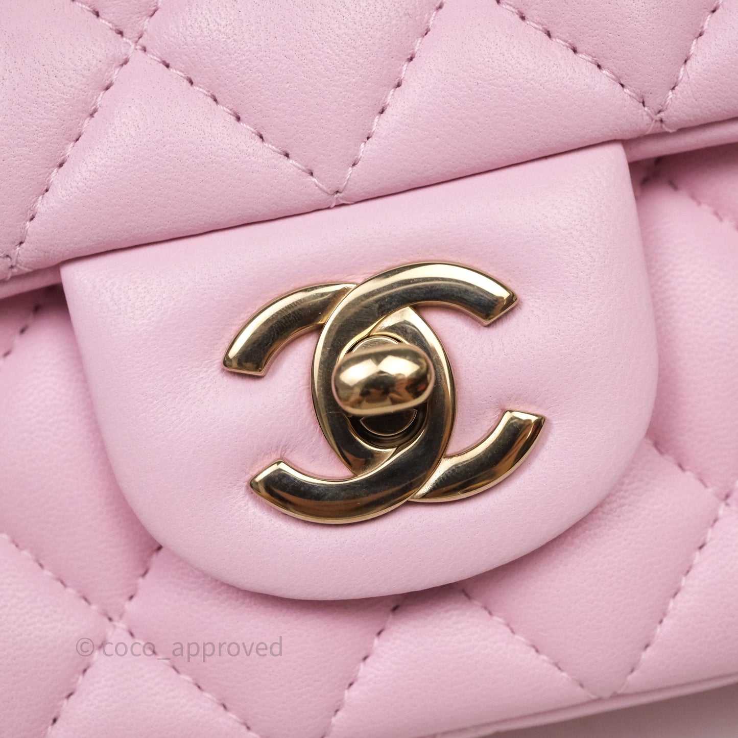 Chanel Top Handle Mini Rectangular Flap Pink Lambskin Gold Hardware
