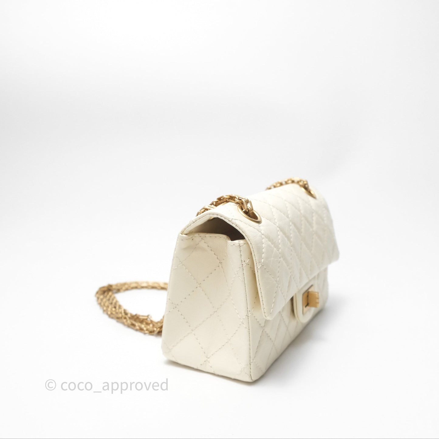 Chanel Mini Reissue 224 White Ivory Aged Calfskin Aged Gold Hardware
