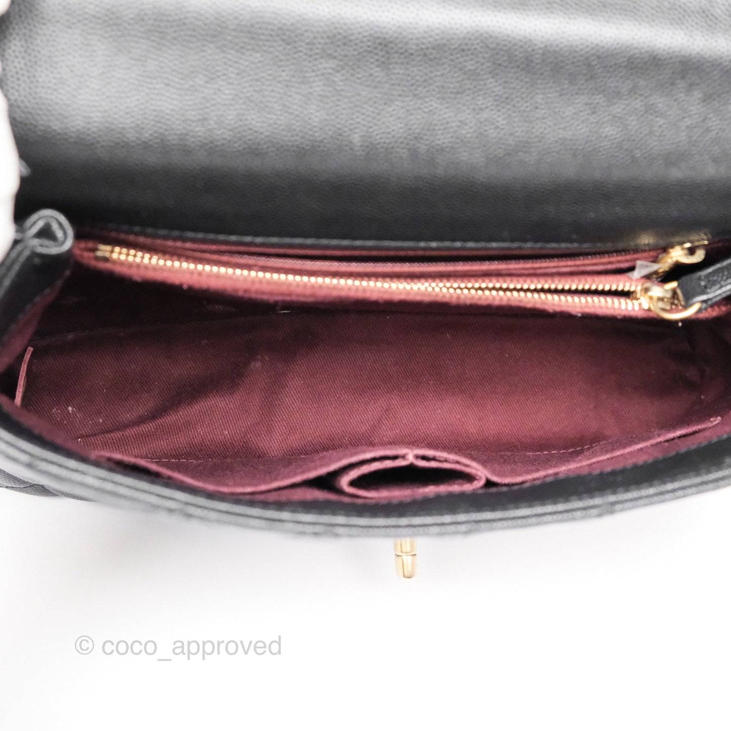 Chanel Medium Coco Handle Quilted Black Caviar Aged Gold Hardware