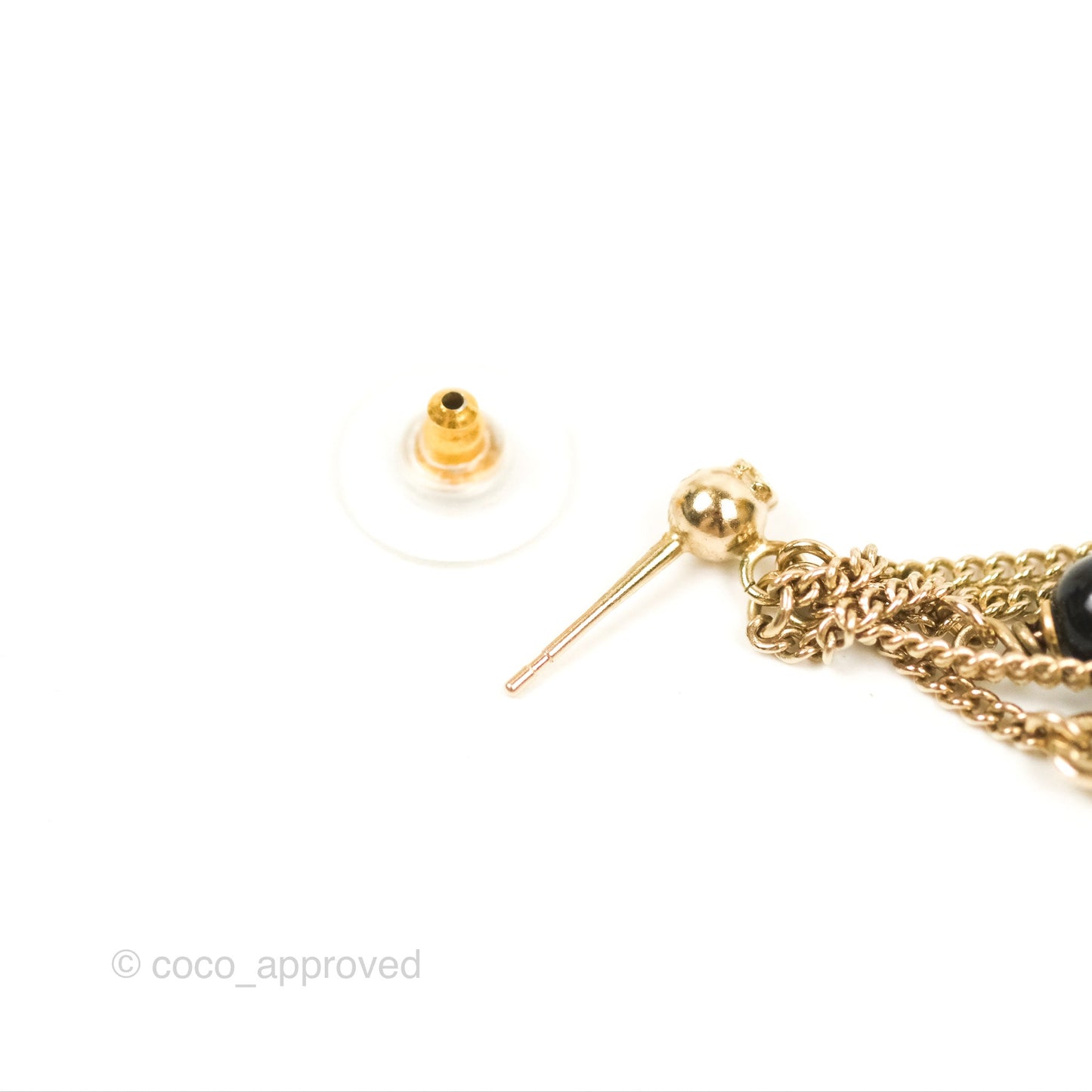 Chanel CC Charm Long Drop Earrings Gold Tone 18B