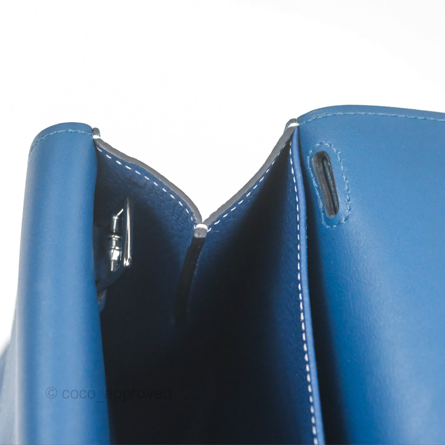 Hermès Halzan 31 Deep Blue S4 Clemence Palladium Hardware