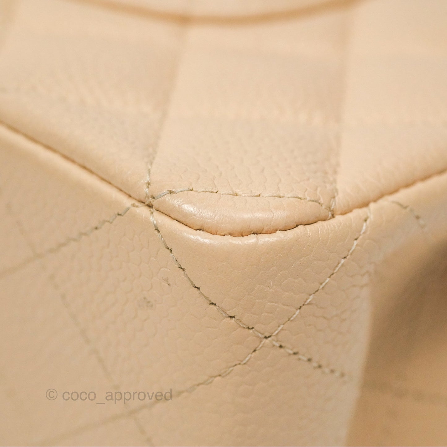 Chanel Classic M/L Medium Flap Quilted Beige Caviar Gold Hardware