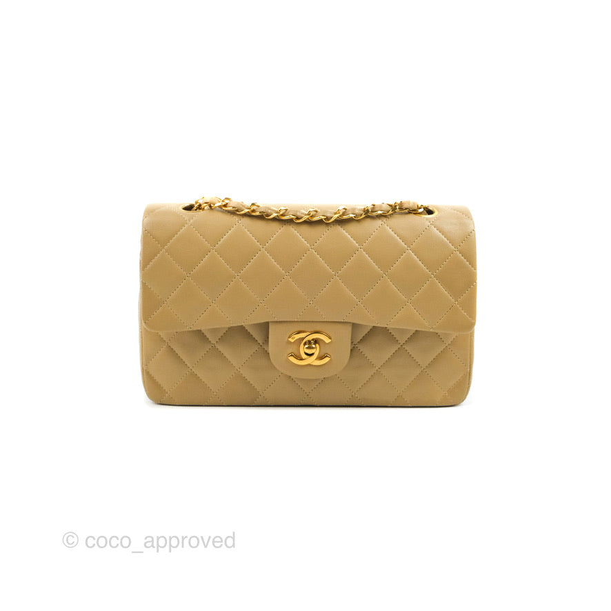 Chanel Classic Vintage Small Flap Dark Beige Lambskin 24K Gold Hardware