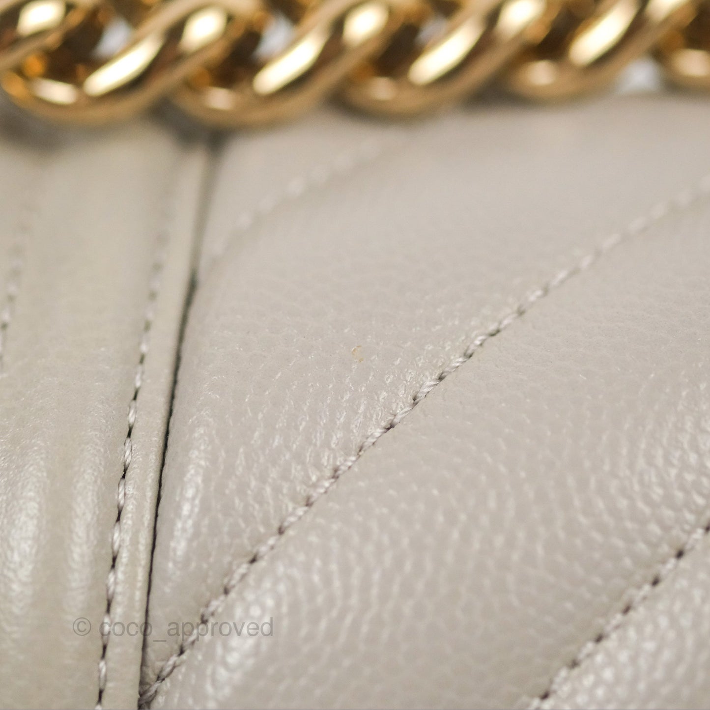 Chanel Medium Boy Chevron Grey Caviar Gold Hardware