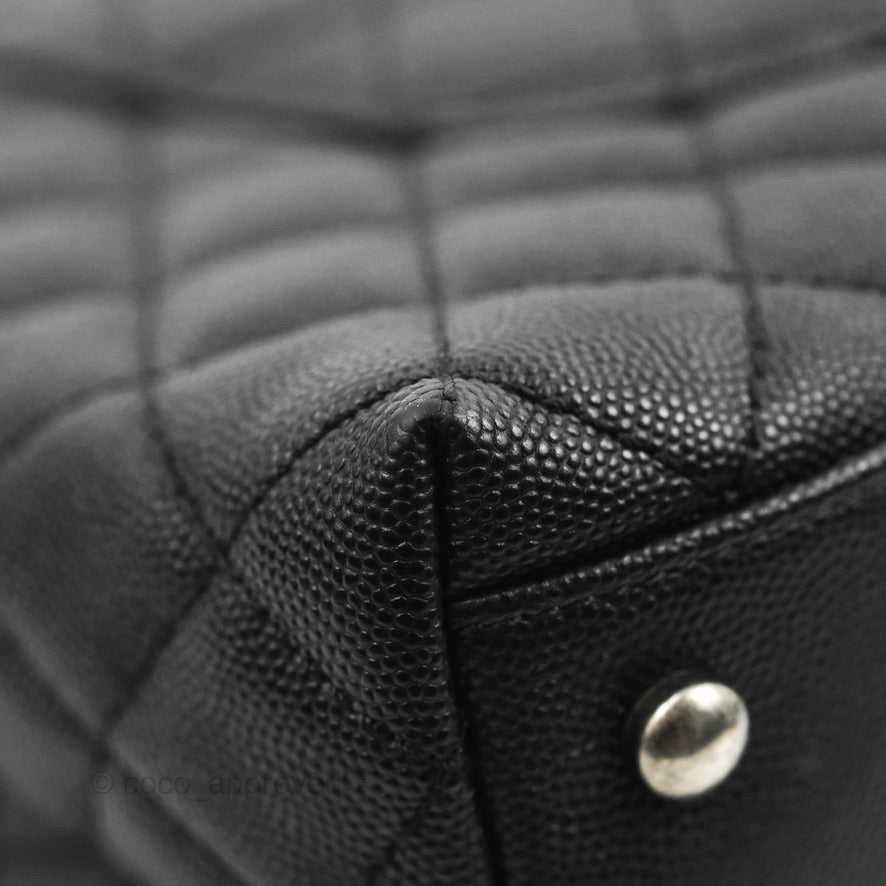 Chanel Medium Coco Handle Quilted Black Caviar Lizard Handle Ruthenium Hardware