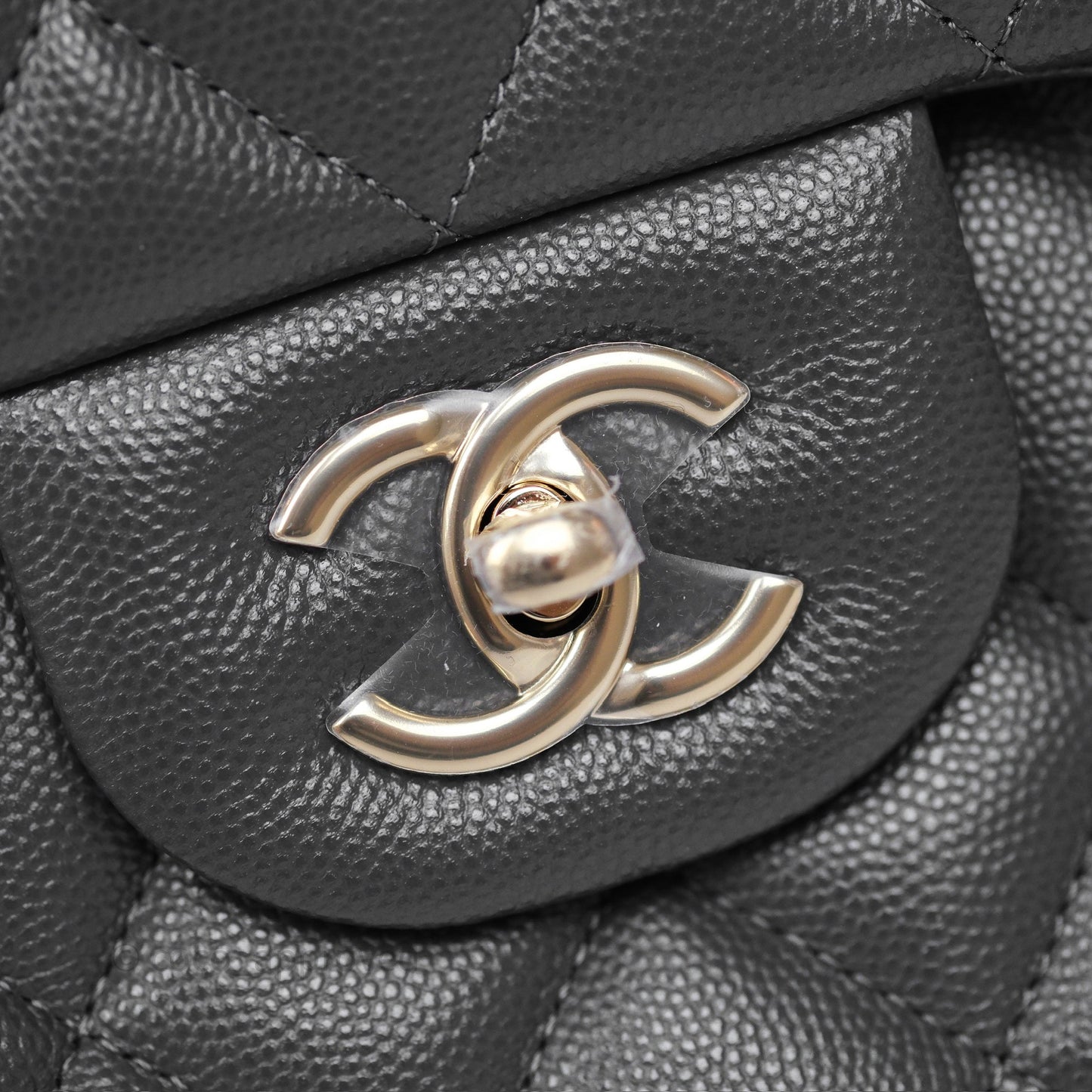 Chanel Jumbo Classic Double Flap Quilted Dark Grey Caviar Gold Hardware⁣⁣