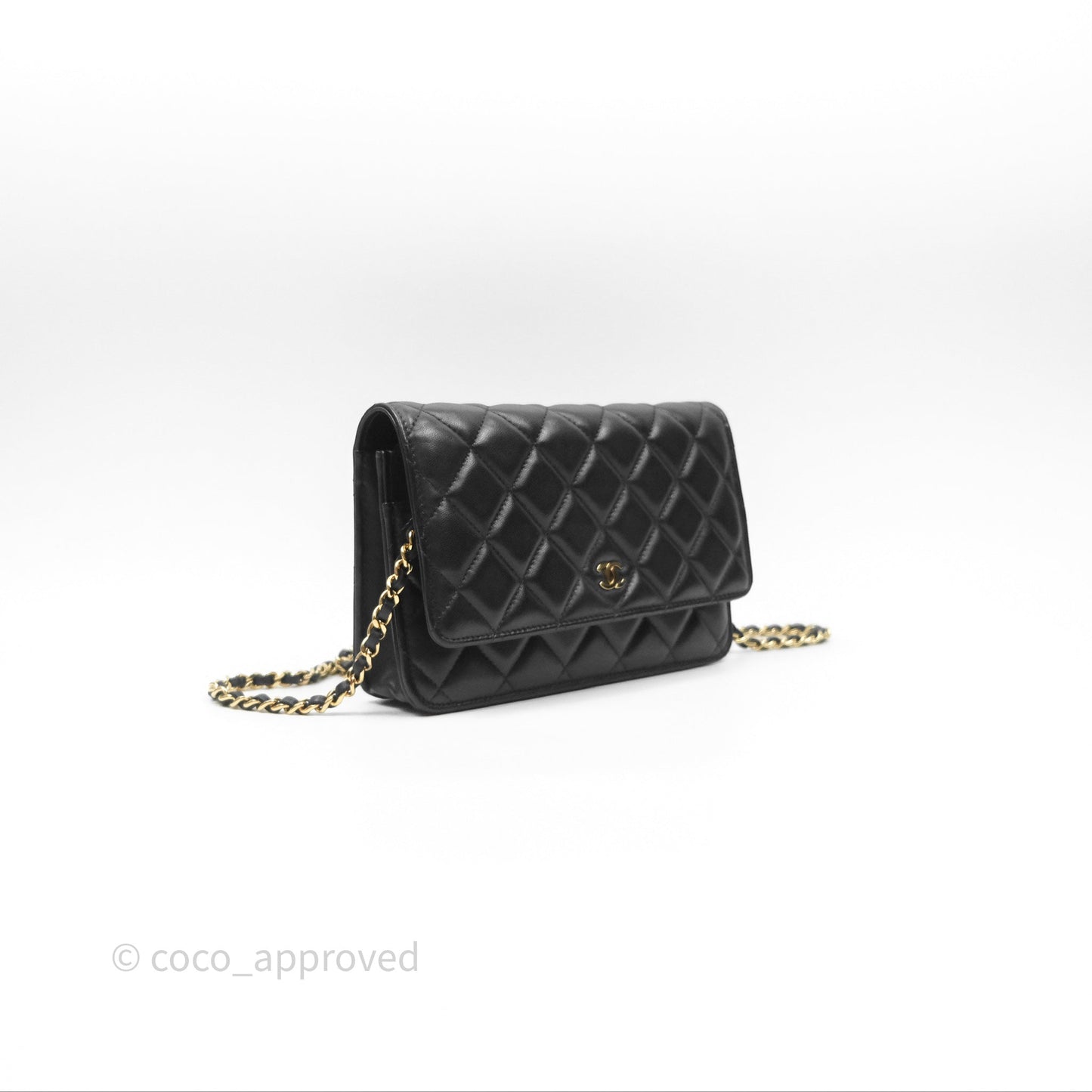 Chanel Quilted Classic Wallet on Chain WOC Black Lambskin Gold Hardware
