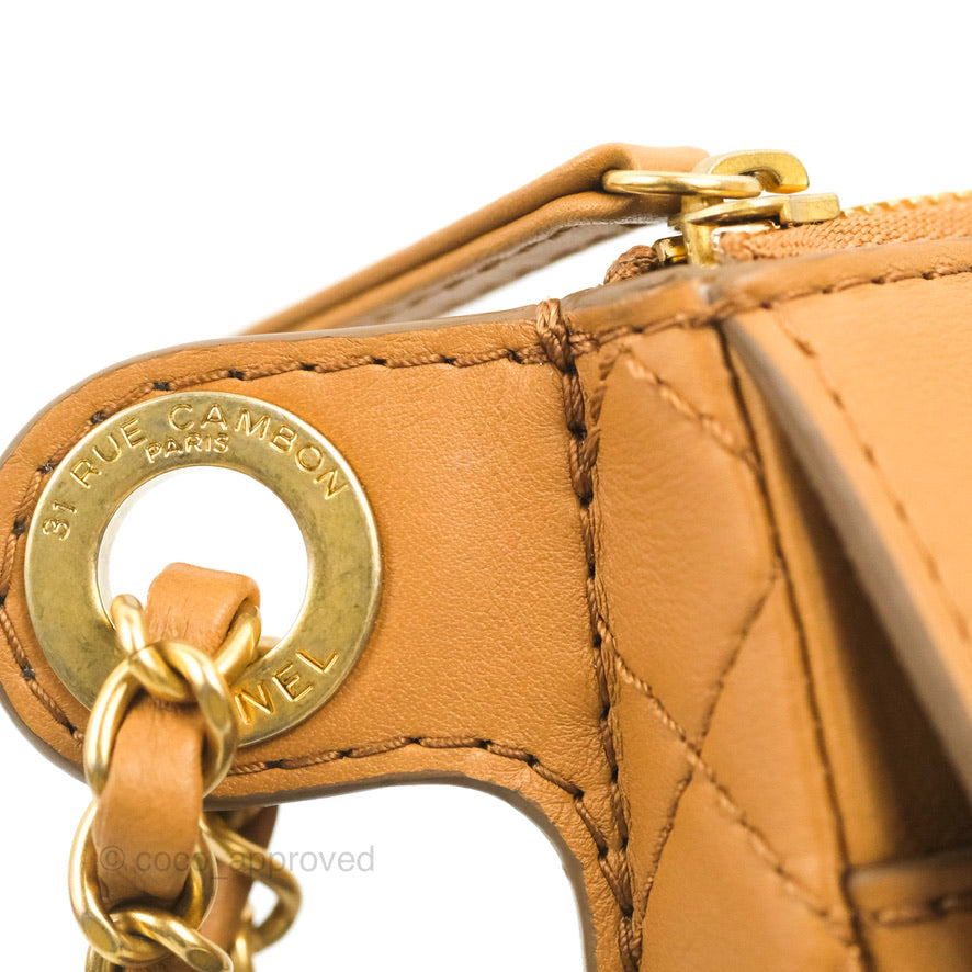 Chanel Flap Waist Bag with Leather & Tweed Coin Purses Dark Beige Calfskin
